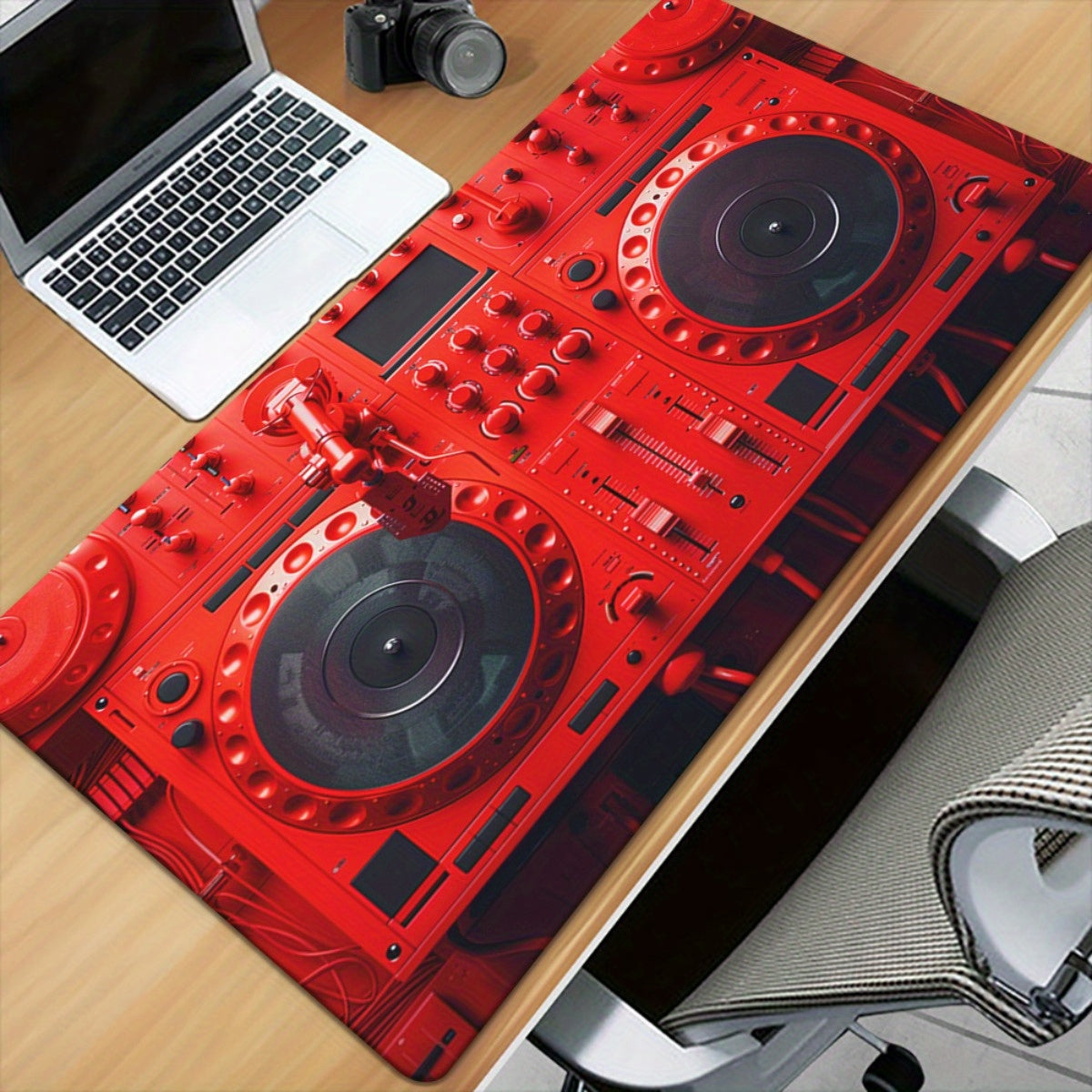 1pc Red DJ Equipment Pad for Desk, Gaming, Office Decor, Non-Slip Rubber Base, XXL Computer Mouse Pad, Multi Functional Mouse Pad for Office, Large Mousepad XXL Mouse Pad.