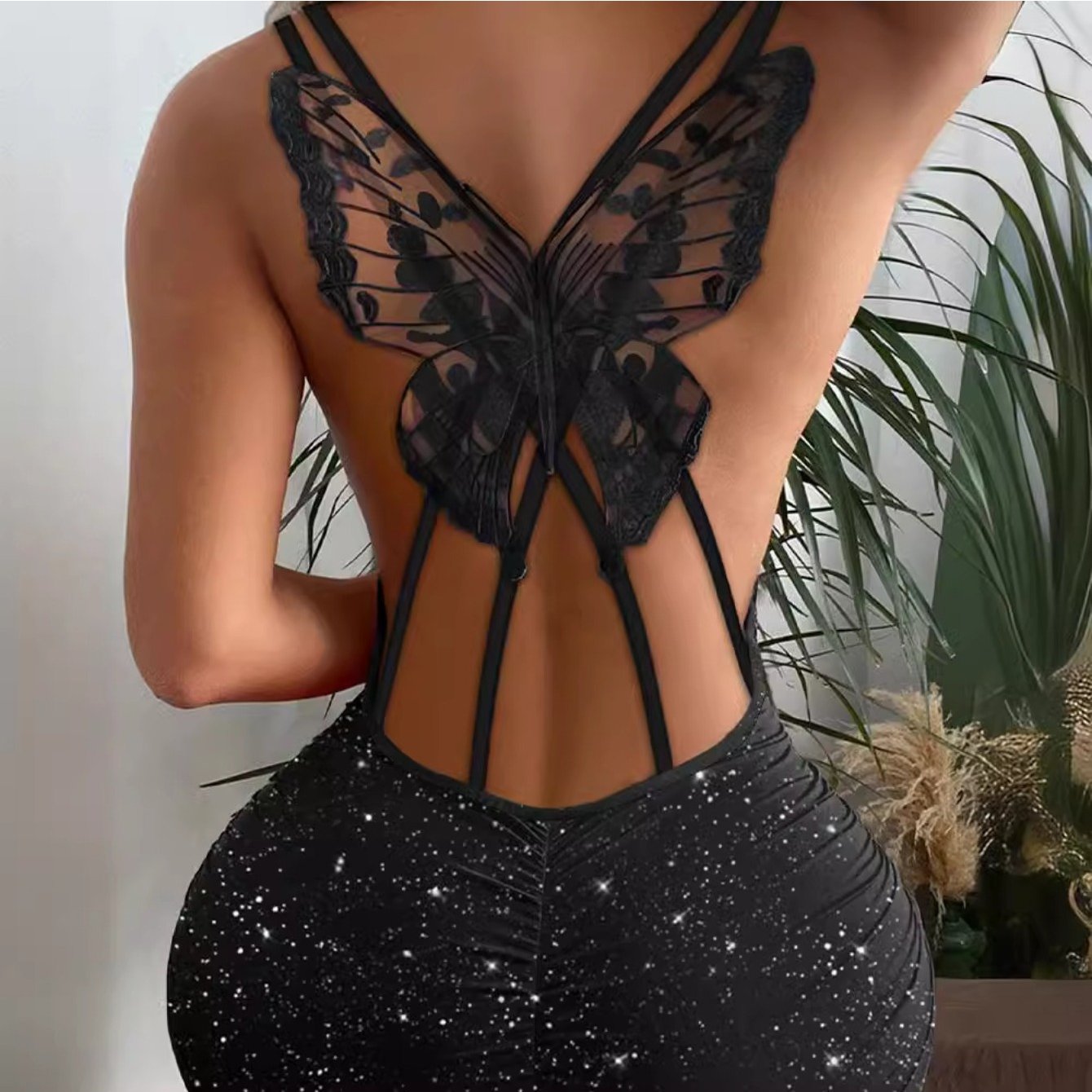 2025 Fashion Dress with a Butterfly Cutout Design And Glittery Elastic Material from Europe And America