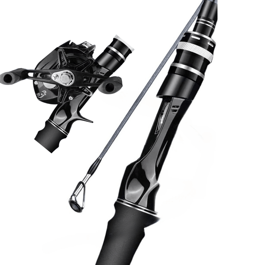 Black Fishing Rod Set - Carbon Fiber Rod and Aluminum Alloy Fishing Reel Combo - 64.96/ 70.86 Inches - 7.2:1 Speed Ratio - Fast Fish Retrieval - Super Strong Braking Force - A Great Gift for Outdoor Fishing Enthusiasts, Light