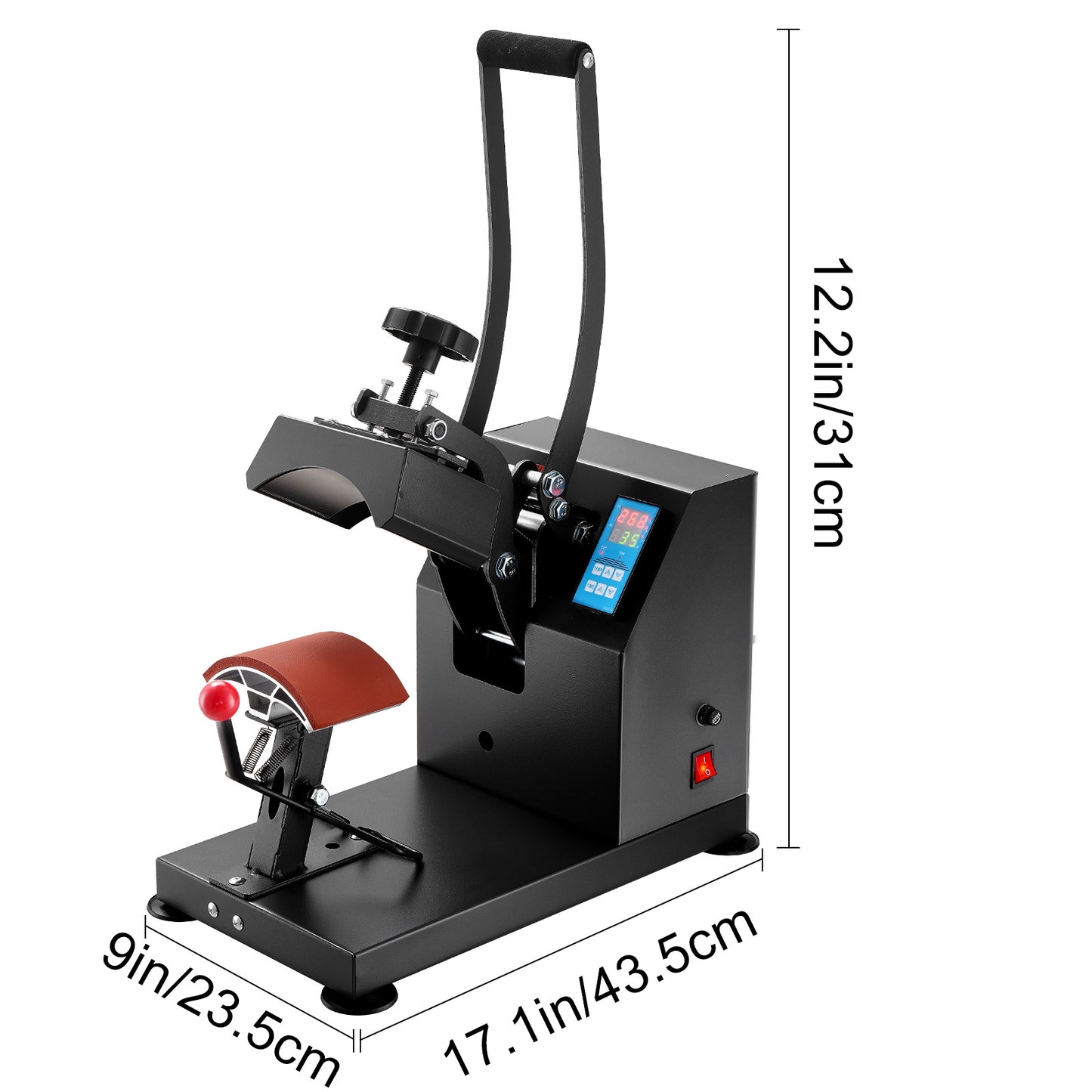 VEVOR Heat Press 6x3.75Inch Curved Element Hat Press Clamshell Design Heat Press for Hats Rigid Steel Frame No Stick Digital LCD Timer and Temperature Control (6x3.75Inch Clamshell Design)