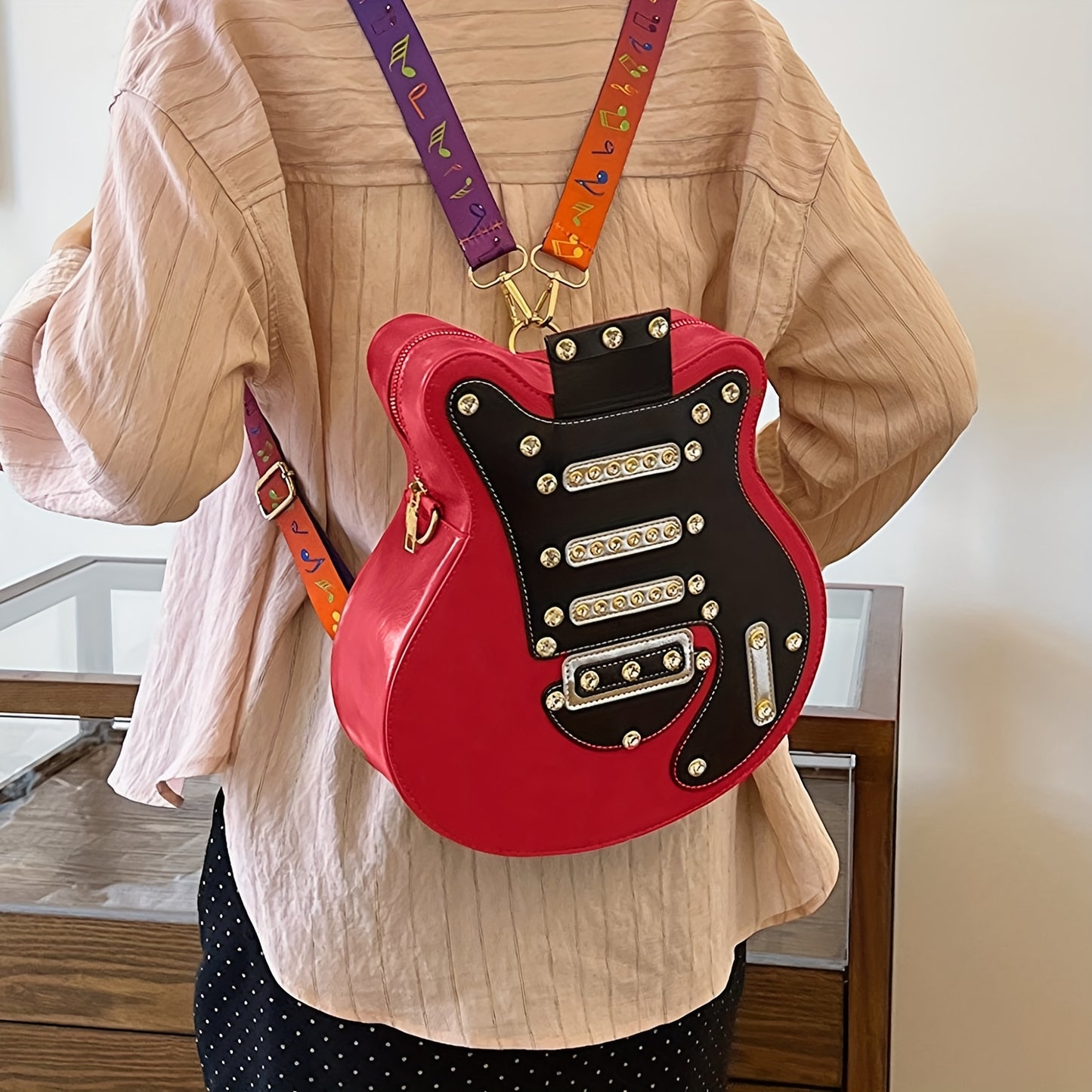 Guitar-Shaped Multifunctional Crossbody Bag - Unique Musical Instrument Style Shoulder Bag for Music Lovers, Trendy Daily Purse