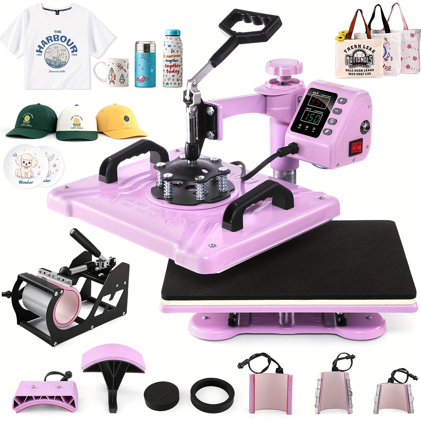 5in 1/8in 1 Hot Press, 15 "x12" T-shirt Press, 360-degree Rotation, Multi-functional Sublimation Hot Press, for T-shirts/cups/LIDS/plates/DIY, Drinkware Personalization, Multi-Surface Printing, Rotary Transfer Press, Multi-Fu