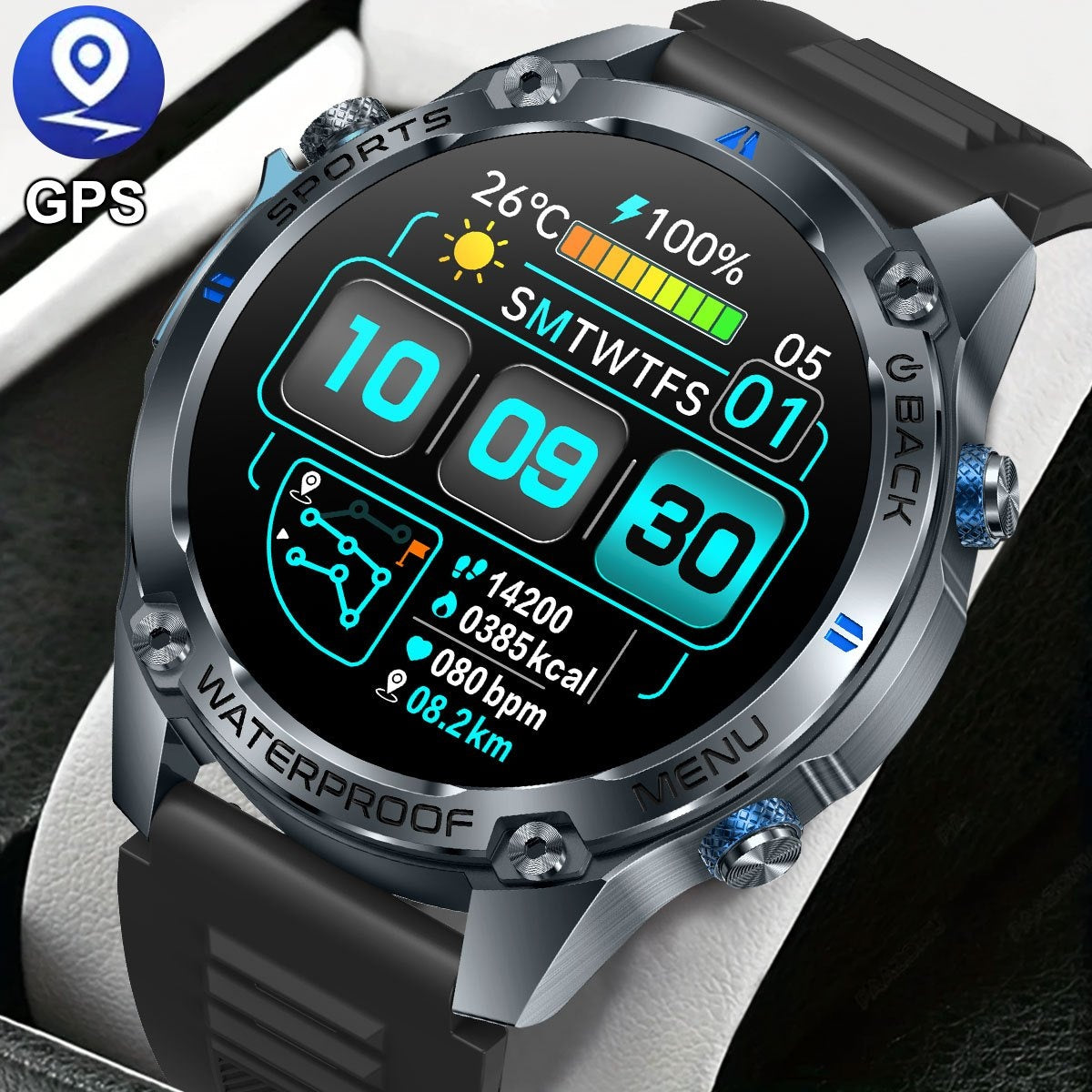 COIUSOR GPS Smartwatch for Men & Women - 1.46" AMOLED HD Display, Wireless Calls & SMS Alerts, Dual-Band L1+L5 GPS, Compass, Altitude, 5 Sports Modes, Magnetic Charging, High Quality, Compatible with for Iphone & Android, Tac