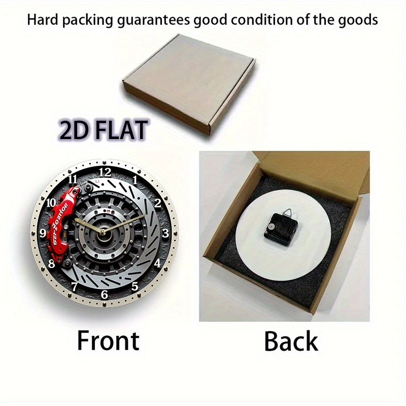 1pc 12-Inch Silent Non-Ticking Racing Brake Disc Wall Clock - Modern Motorsport Decor with Red Brake Disc Design, Quartz Movement, Acrylic Construction - for Living Room, Garage, Office, for Man Cave - Perfect Racing Car Enth