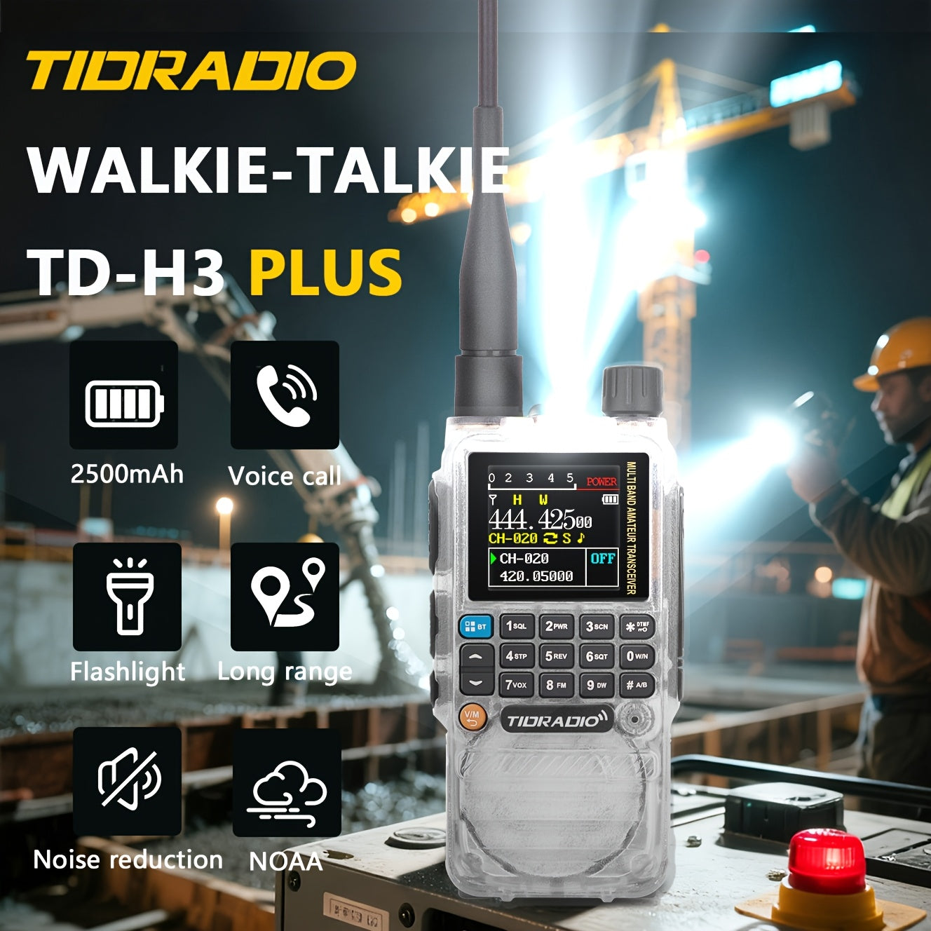 TIDRADIO H3 PLUS | Ham Radio Multi-Band Two-Way Radios with AM/ FM & Wireless Headset Compatibility | 5000km Long Range Walkie Talkies for Camping & Emergency