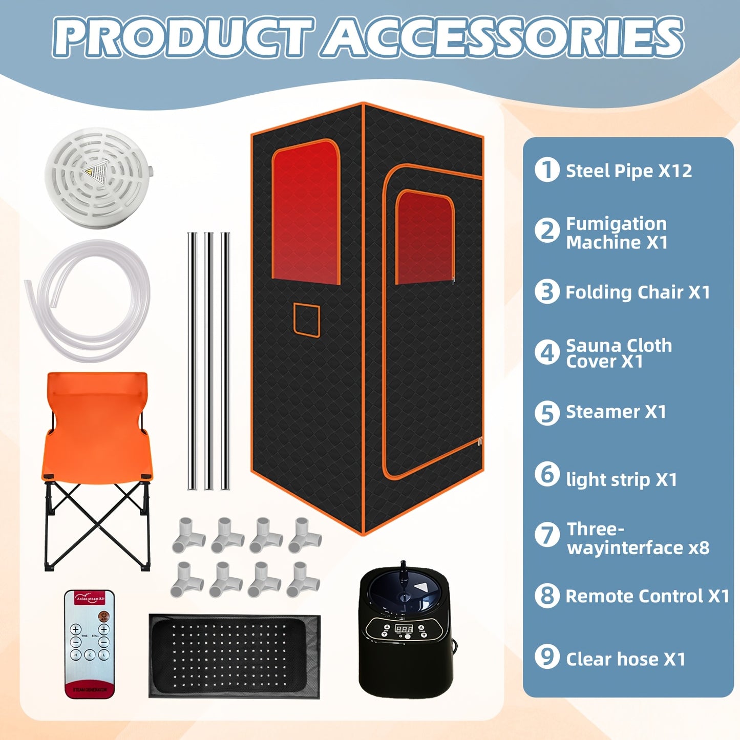 Sauna Room/Portable Electric Sauna Tent - Foldable Full-Size/Outdoor Steam Bath Box, Shower, Equipped With High-Temperature Steam Generator, Leak-Proof And Dry-Proof System - Heavy-Duty Model For Gym Spa - Includes 1/2 Steam