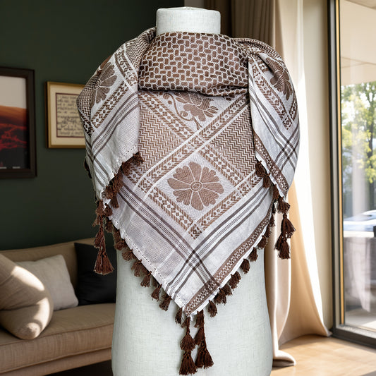 1pc Elegant Jacquard Headscarf & Square Scarf - Soft Breathable All-Season Muslim Headwear, Unisex for Men & Women - Wedding, Everyday, Formal Events Accessory - Luxury Fabric, Hijab Scarf, Decorative Tassels, Luxurious Comfo