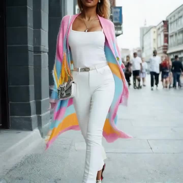 Plus Size, Color Block Pocket Oversized Cardigan