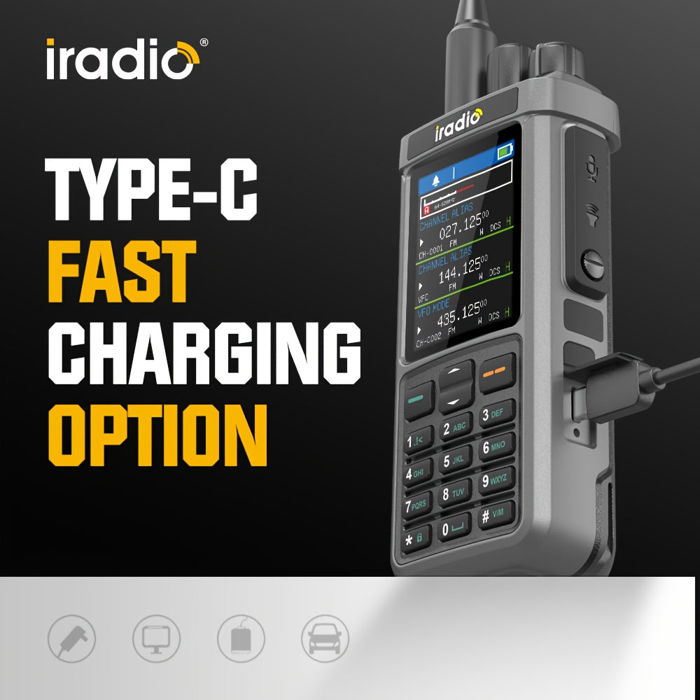 Iradio UV-98PLUS 6 Bands Walkie Talkie 10W High Power Cross Band Repeater Radio, 1024 Canales for Emergency, Outdoor, Security, Emergency Communication, Outdoor Communication, Handheld Radio, Professionalgrade Radio, Highpowe