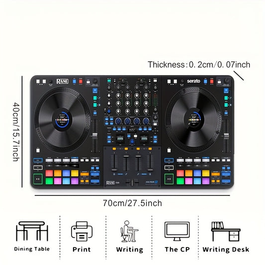 1Pc 2D Print, Blue DJ booth mouse pad and desktop pad - anti-slip rubber base, suitable for PC, laptop, office and gaming Settings - suitable for gaming and office use, durable desk pad, Ideal gifts for birthdays, Christmas a
