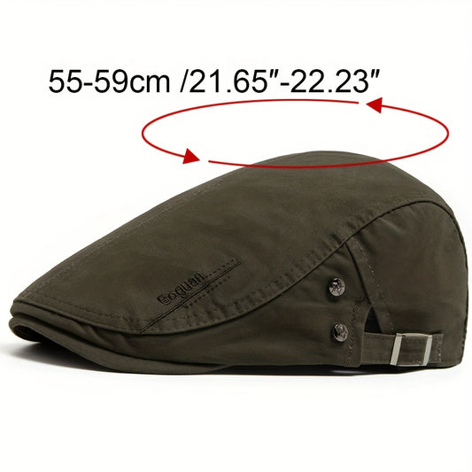 Men Beret Button Embroidery Vintage Berets Women Fashion Flat Visor Hat Casual Retro News Cap for 21.65-23.23inch Head Circum Ference
