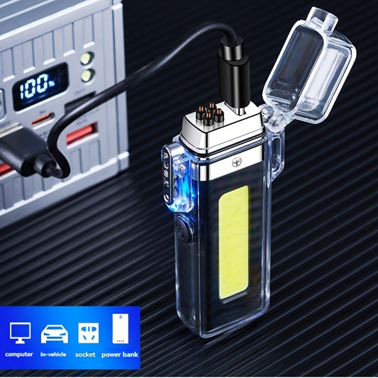 USB rechargeable plasma windproof double arc pulse electronic lighter, outdoor arc lighter, portable electric lighter, suitable for hiking, camping, adventure and survival tactics, Hiking Gear, Modern Fire Starter, Portable