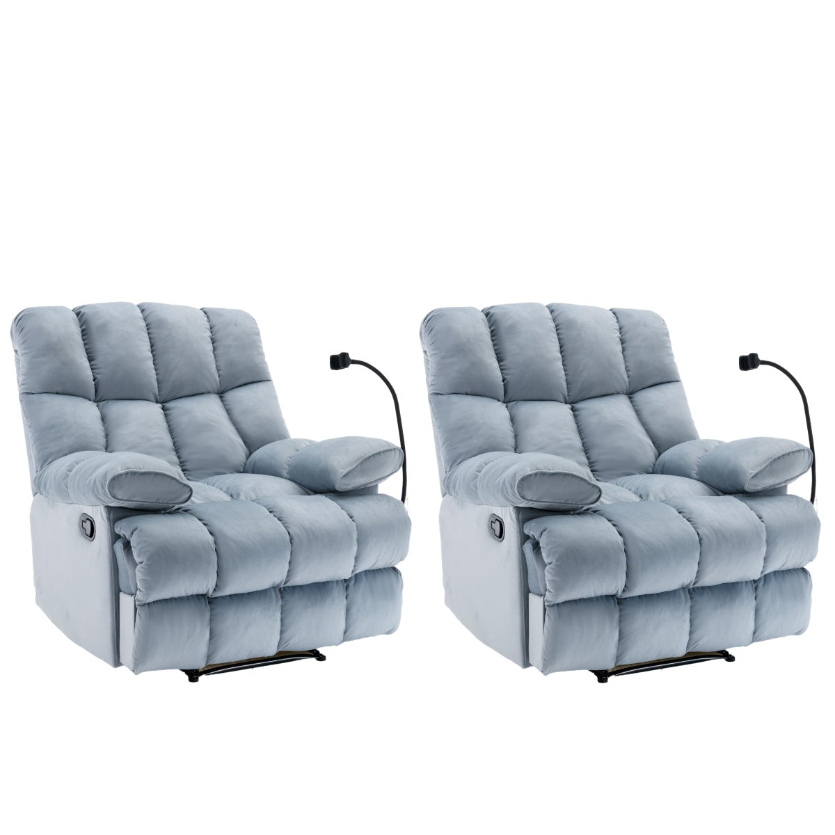 Chizzysit 2 Pack Manual Recliner Chair, Oversized Reclining Chair, Velvet Comfortable Recliner Chairs for Adults with Soft Overstuffed Arms And Back, Heavy Duty Reclining Chair for Living Room, Ergonomic Single Sofa Chair, So