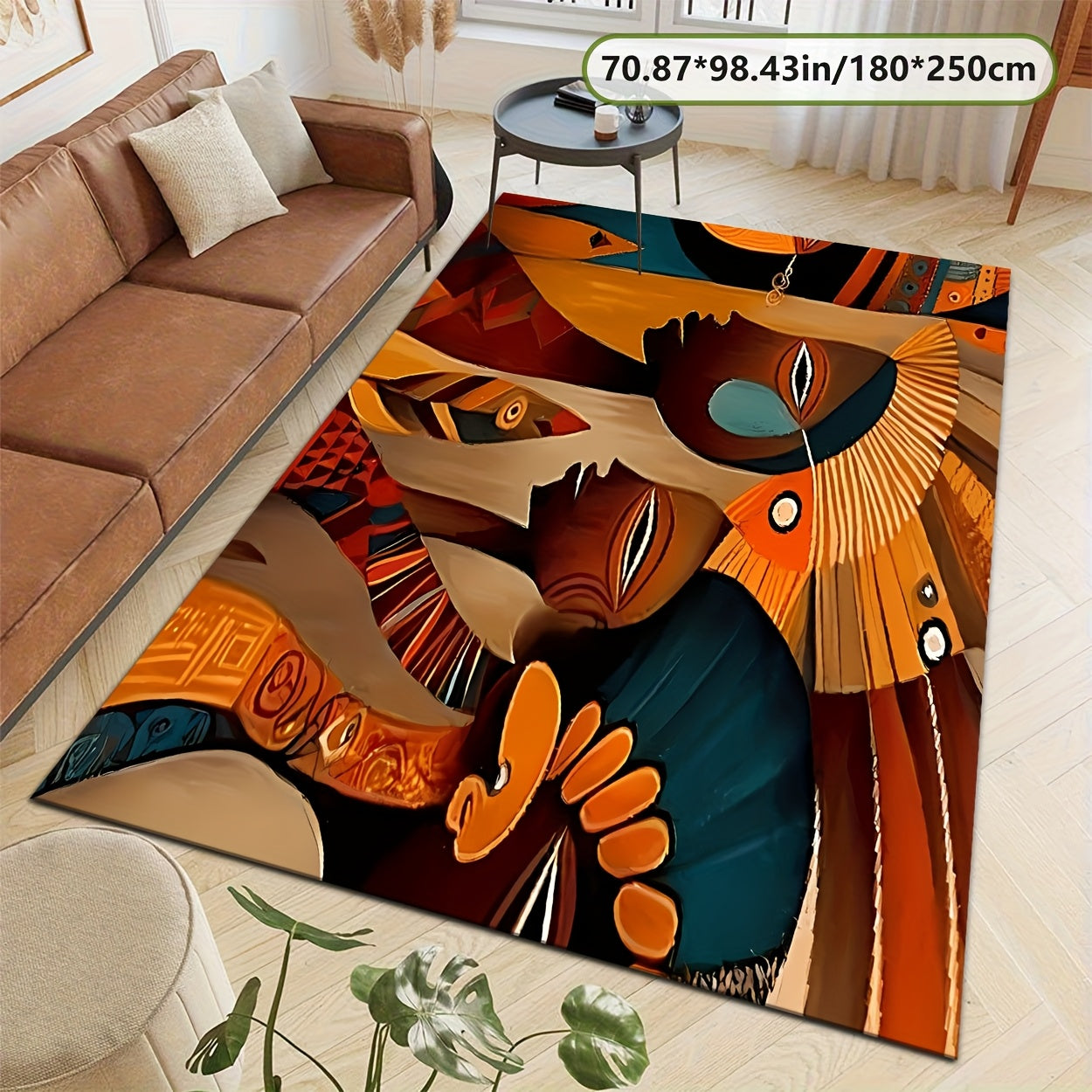 Vibrant Abstract Design Decorative Mat - Soft, Durable, Machine Washable, Non-Slip Backing, 7mm Thick, 800g/sq.m, Perfect for Kitchen, Living Room, Bedroom, Bathroom, and Outdoor Spaces, Rugs for Living