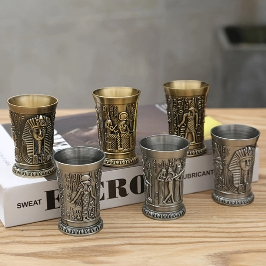 3pcs Metal Retro Egyptian Wine Glass Creative Liquor Glass Decoration Ornament Western-style Spirit Glass