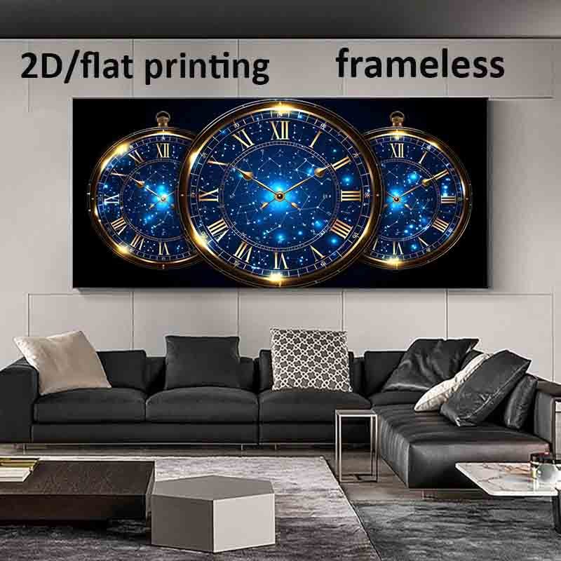 1pc Extra Large Modern Celestial Wall Art Poster - Timeless Constellations Canvas Print with Roman Numerals, Deep Blue & Golden Accents - Frameless Large Wall Decor for Living Room, Bedroom, Office - Easy Hanging Installation