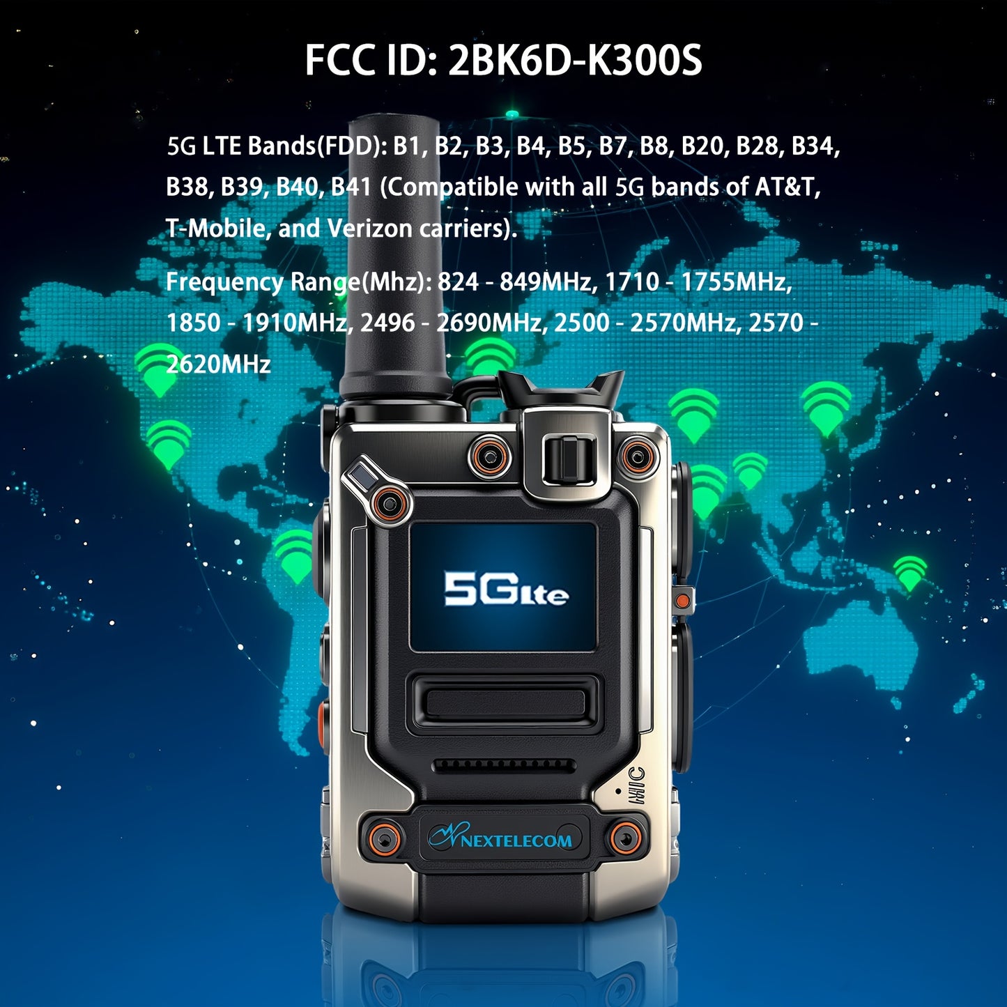 5G/4G 5000 Miles Nationwide Walkie Talkie Long Range K300s POC Two Way Radio SIM Card No Monthly Fee Long Standby Battery Rechargeable Handheld for Outdoor Activities Hiking Camping Hunting Truckers Consruction Business Use,