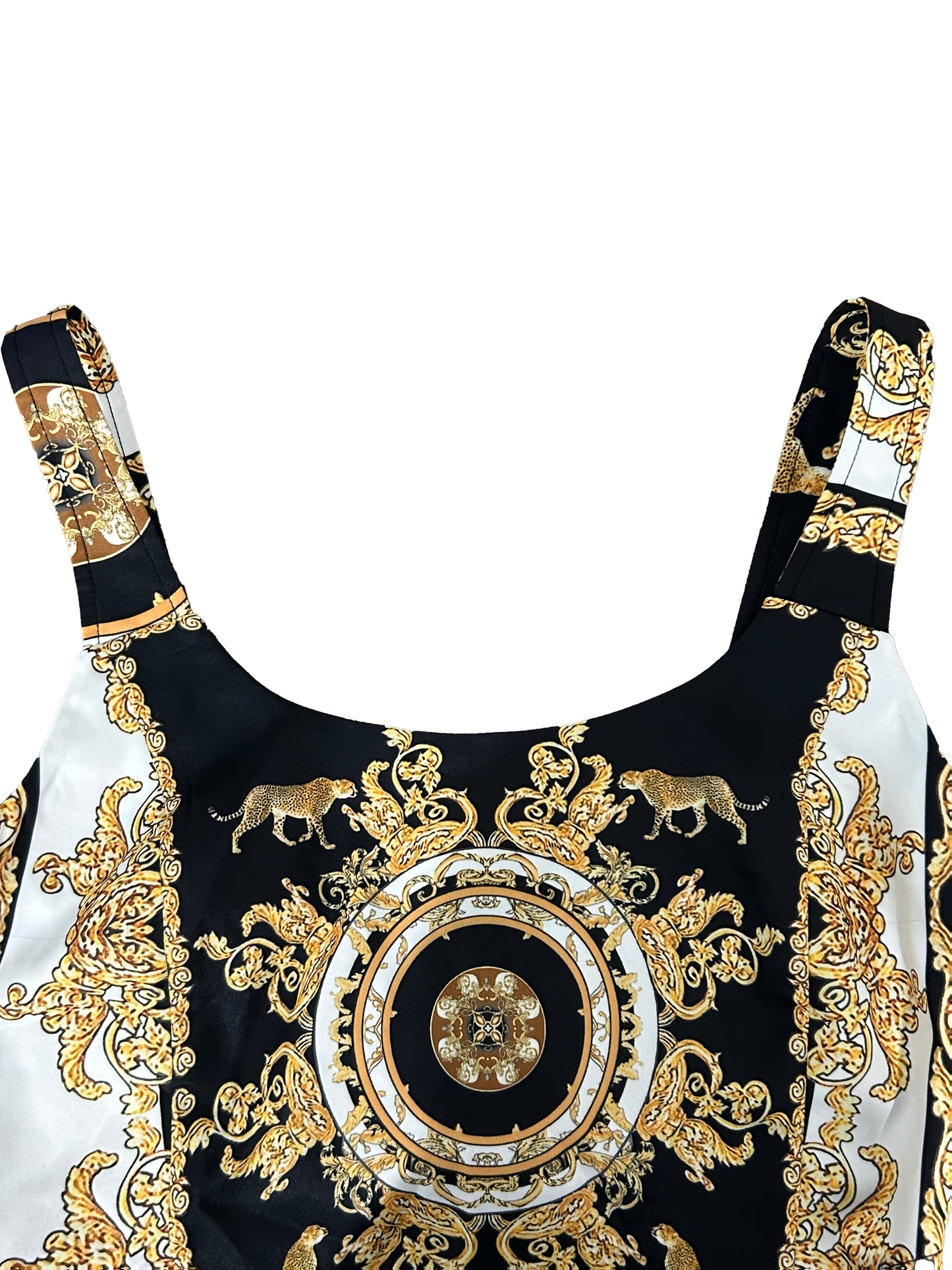 Women'S Stylish Black Paisley Print Tank Top And Drawstring Pants Set