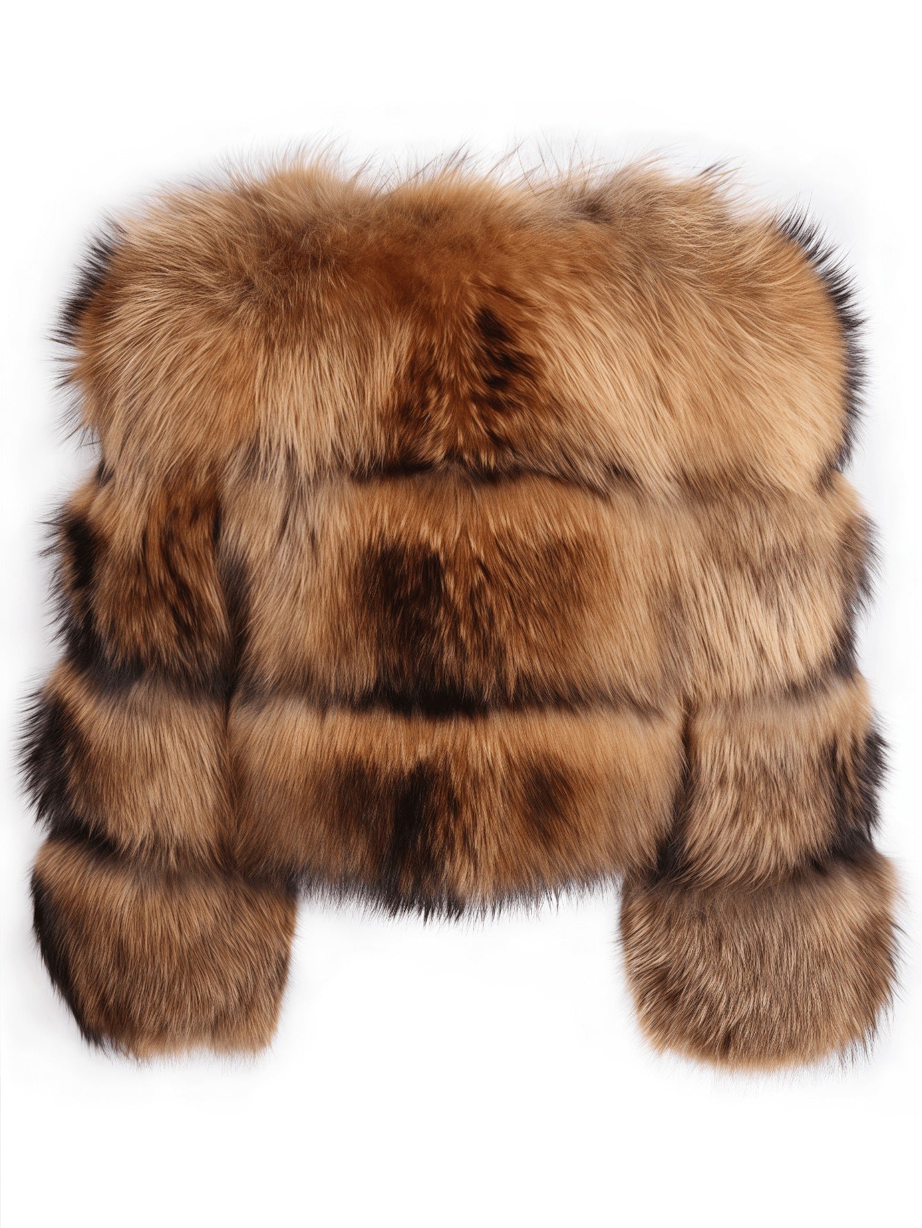 GlOURI Women's Brown Faux Fur Cropped Jacket - Luxurious Plush Oversized Vegan Coat, H-Line Short Winter Jacket for Parties, Evening Events & Streetwear | Hand Washable Non-Stretch Outerwear