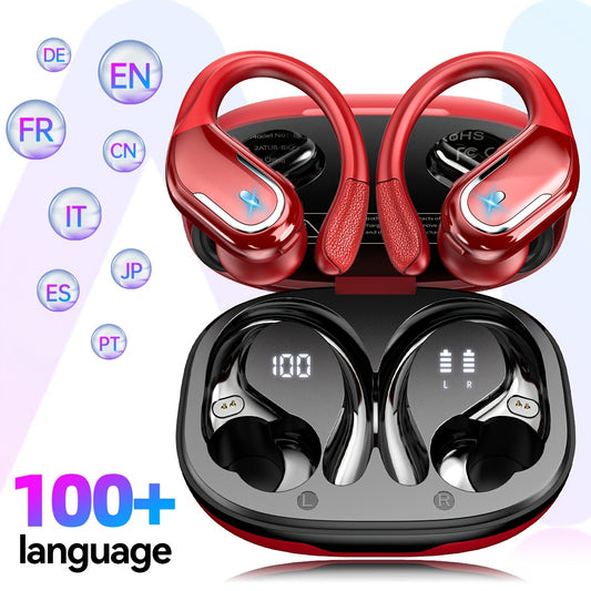 LIFEBEE Real-Time Translation Earbuds with APP, Wireless Wireless Translator Headset, Compatible with iOS & Android, USB-C Charging, Portable Wireless Earbuds for Travel, Business, Gym, Meetings - Ideal Gift for Professionals