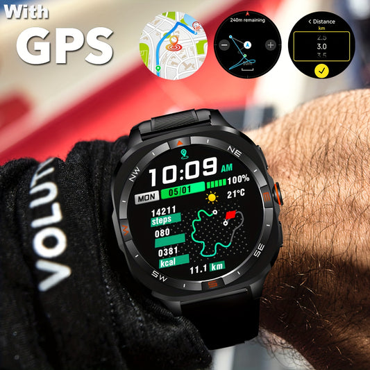COIUSOR Men's Smartwatch with 360P IPS Display, GPS L1+L5 Dual-Frequency Positioning, wireless call sync SMS alerts 1.46-inch, Compass, Altitude, Air Pressure, 3D Dly Video Watch Face, 800mAh Rechargeable Battery, USB Chargin