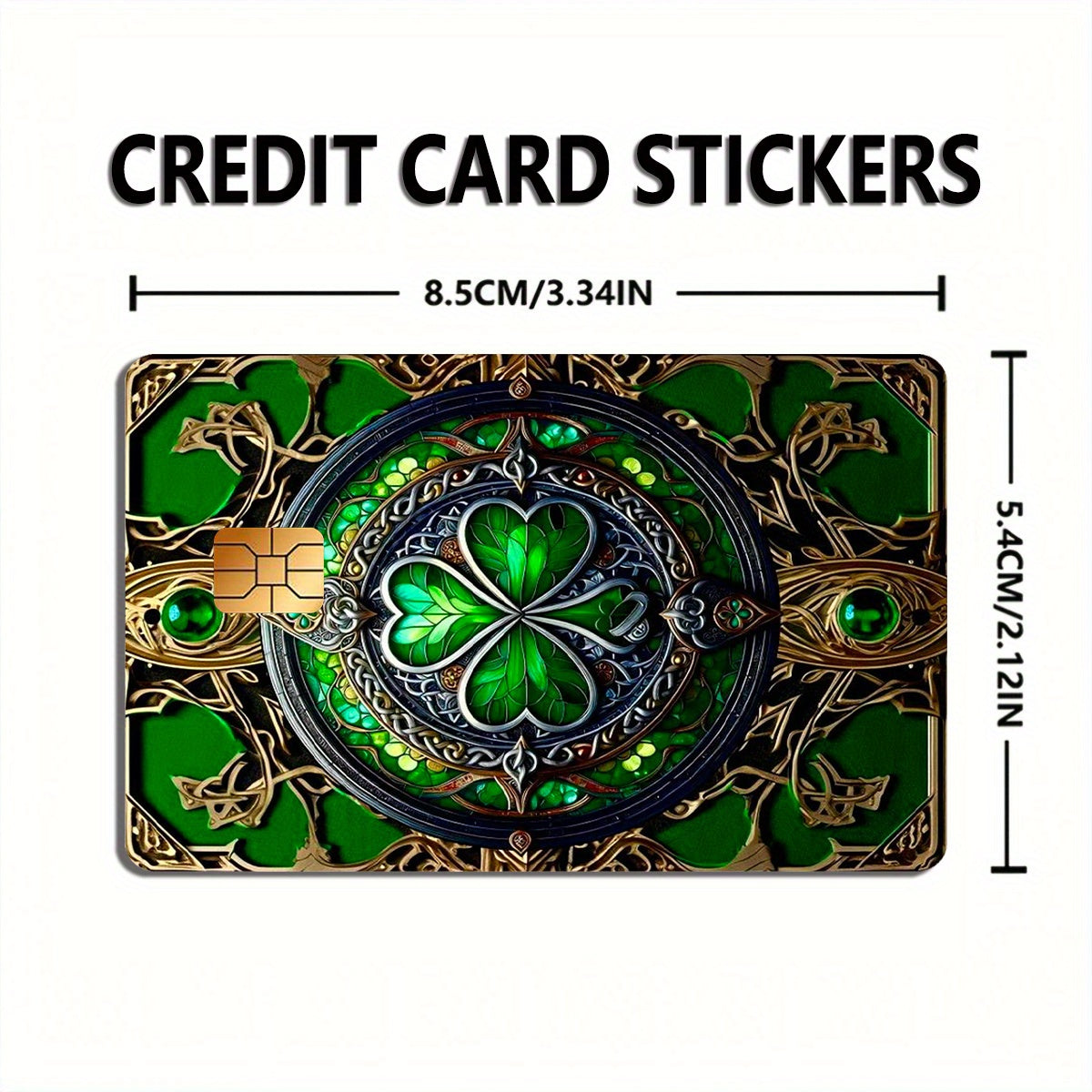 2pcs Lucky Clover Card Skin - Durable PVC Privacy Sticker for Credit Cards, Bank Cards, and Transit Cards, Scratch-Proof, Fashionable Decorative Accessory and Gift, Removable Self-Adhesive Decorative Card Skin with Adhesive B