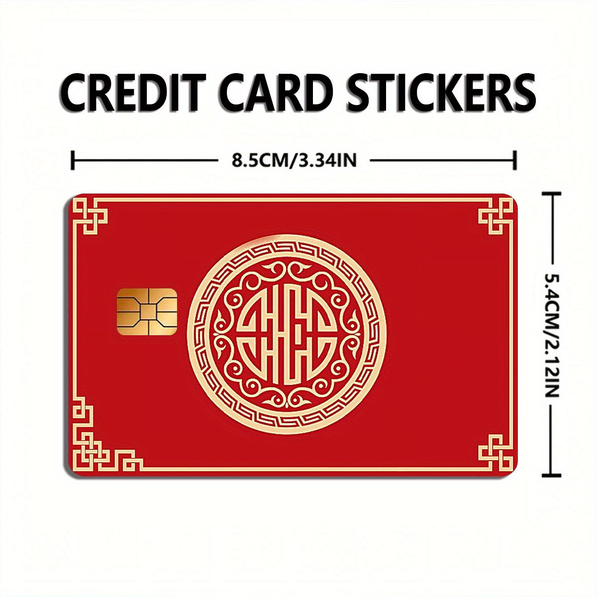 2pcs Large Red China Festival Card Skin - Durable PVC Privacy Protection Sticker, Suitable for Credit Cards, Bank Cards and Transportation Cards, Scratch-Resistant, Fashion Decorative Accessories and Gifts, Removable Self-Adh