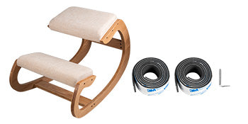 SucceBuy Ergonomic Rocking Wooden Kneeling Chair Correct Posture Computer Chair Original Home Office Furniture Thick Cushion