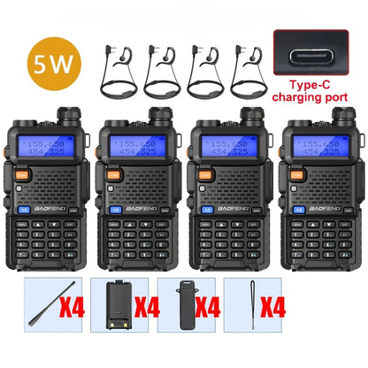 1/2/4-Pack Baofeng Dual Band Handheld Ham Radio Walkie Talkies Bathroom Radio, High Power Long Range Rechargeable Two Way Radios with 1800mAh Lithium Battery, USB Charging, Non-Waterproof Plastic, Modern Style for Hunting Sur