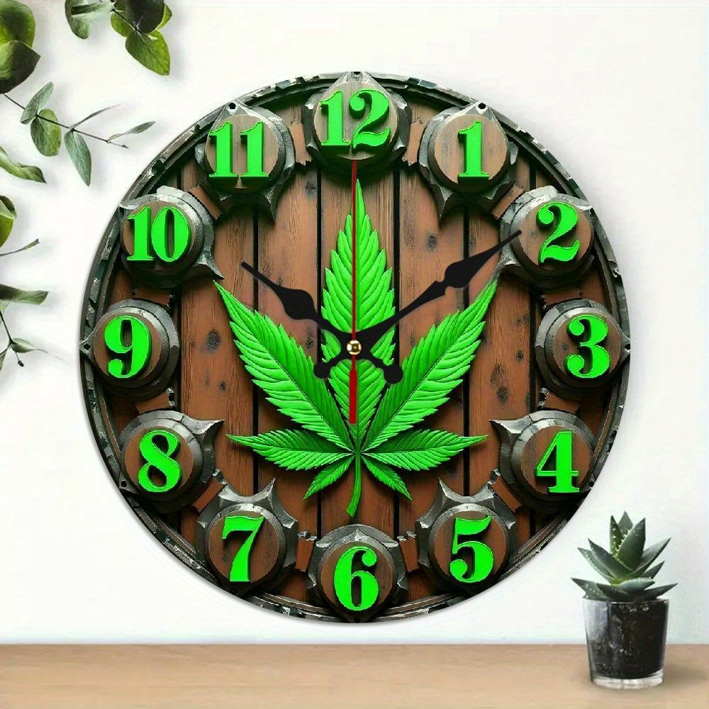 The 2D Plane "Welcome to Our Joint Space And Relax!" Four-Leaf Clover-Themed Wall Clock Features a Silent Quartz Movement. It Is an Ideal Choice for Wall Decoration, an Excellent Gift for Birthdays, Christmas And Halloween