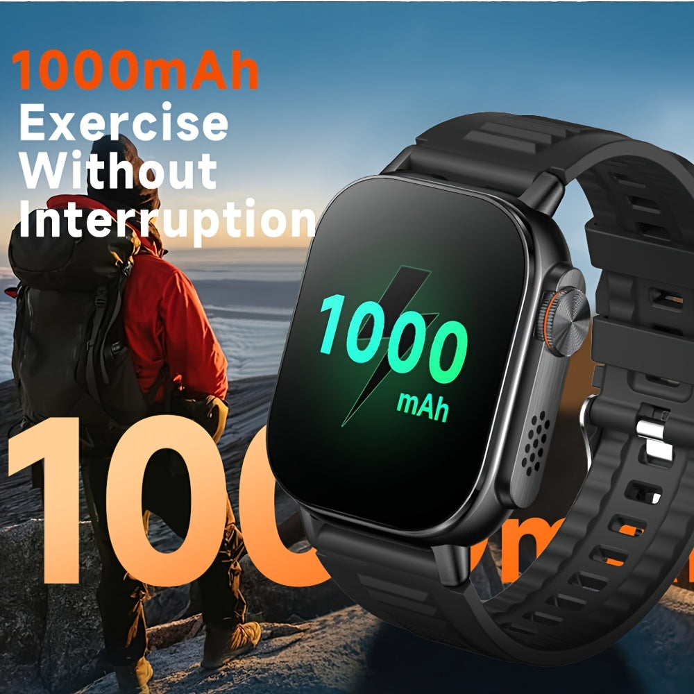 SENBONO Sports Smartwatch with 1000mAh Large Battery, 2.01inch HD Square Display, Wireless 5.4, LED Flashlight, Compass, Diversified Dial, Sleep Monitoring, 100+ Sports Modes, Outdoor Smartwatch, Ideal Gift, Fitness Tracker,