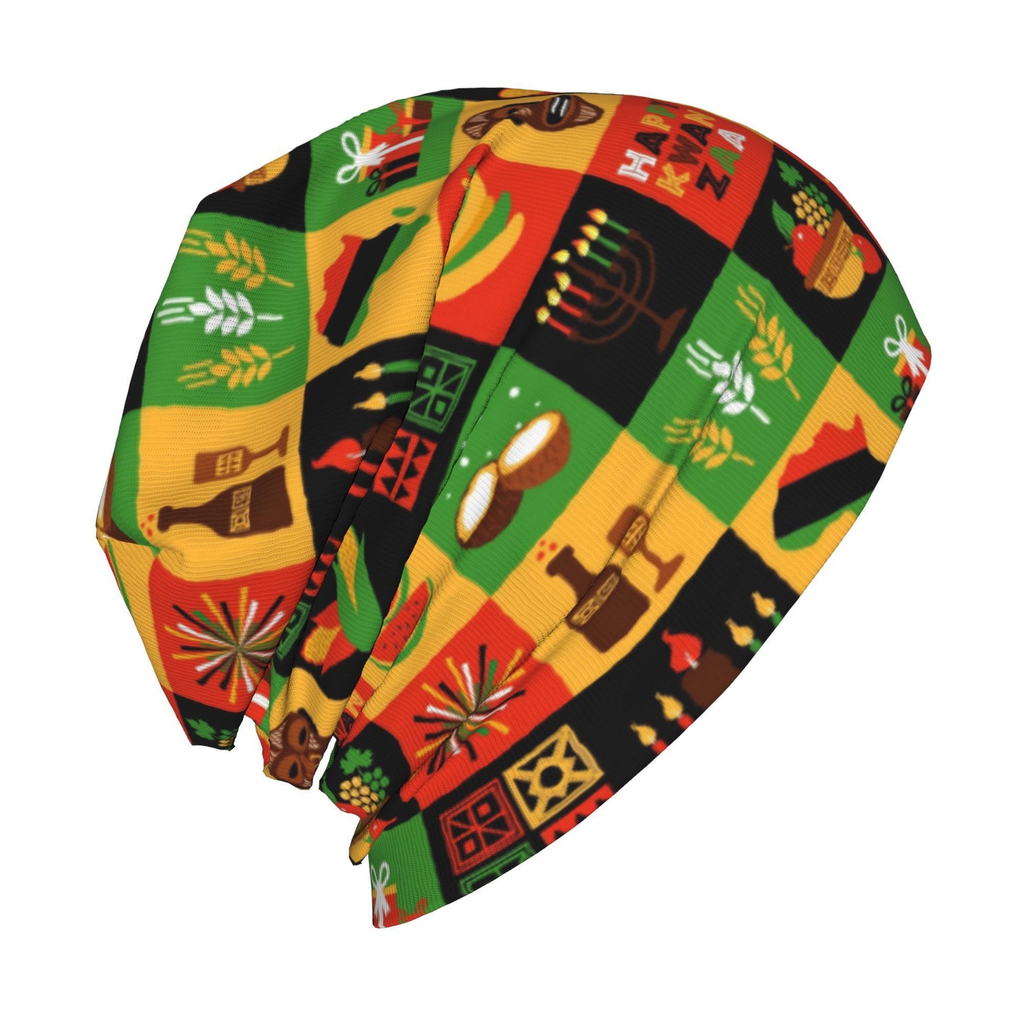 Kwanzaa-Themed Beanie Hat - African-Inspired Cultural Design with Maasai Tribe & African Masks, Soft Unisex Winter Cap for Women & Men, Birthday/Christmas Gift