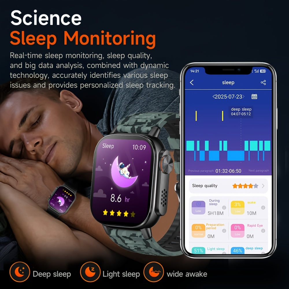 SENBONO Sports Smartwatch with 1000mAh Large Battery, 2.01inch HD Square Display, Wireless 5.4, LED Flashlight, Compass, Diversified Dial, Sleep Monitoring, 100+ Sports Modes, Outdoor Smartwatch, Ideal Gift, Fitness Tracker,