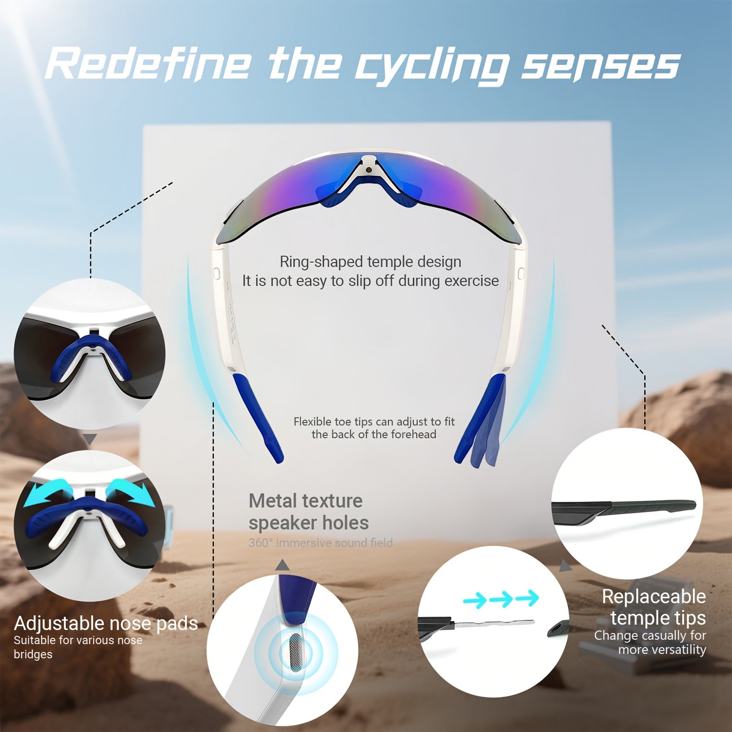 Wireless AI Smart Glasses with Polarized/Blue Light Filter & Built-in Mic/Speaker - Hands-Free Calling, 100+ Language Translation, Wireless Smart Glasses for Men & Women, Lightweight Comfort Fit, Music Playback, Ideal Gift fo