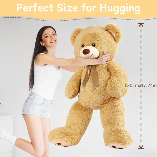 MorisMos Giant Teddy Bear Stuffed Animal 4ft, Big Teddy Bear Plush For Shower, Life Size Stuffed Bear Gifts For Kids, Girls, Girlfriend, Women On Valentine, Christmas, Birthday, Light Brown
