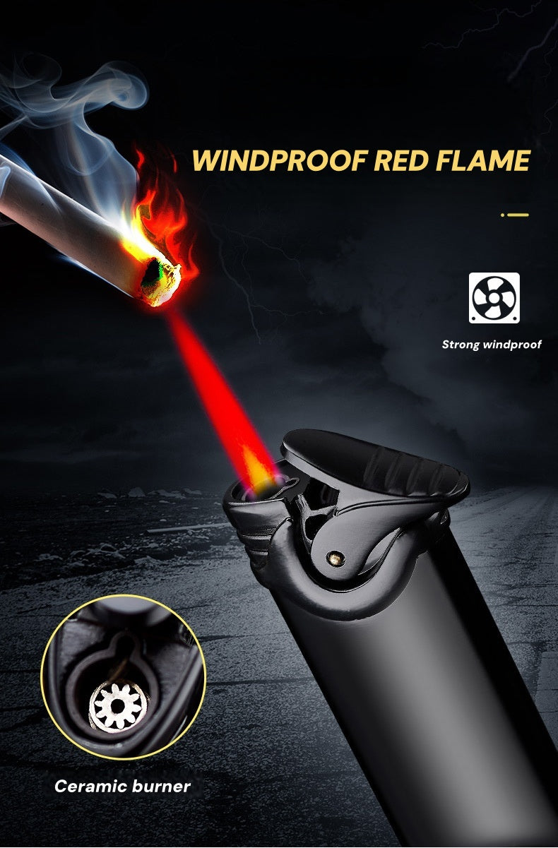 Retro Windproof Lighter - Heavy-Duty Metal Construction, Windproof & High Quality, Push Ignition with Flame Adjustment, Compact Portable Refillable Lighter for Camping, BBQ, Fireplace, Candle - Ideal Gift for Men, Boyfriend