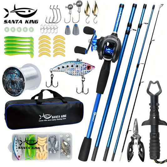 Carbon Fiber Fishing Rod Set with Casting Reel, 500m Nylon Line, Multi-Function Pliers & Bait - Lightweight & Durable for Freshwater & Saltwater Angling, Ideal for Outdoor Fishing, Fishing Gear|Modern Fishing Gear|Durable Fis