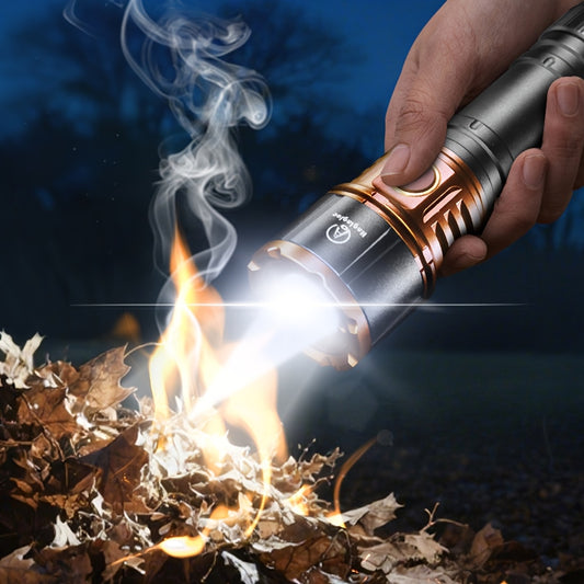 To Generate Fire, An Aluminum Alloy Flashlight, Compact And Portable, With High Lumen Output, 21700 Lithium Battery, 3000 Milliampere, Extremely Long Battery Life, Suitable For Outdoor Survival, Camping, Fishing, Power Outage