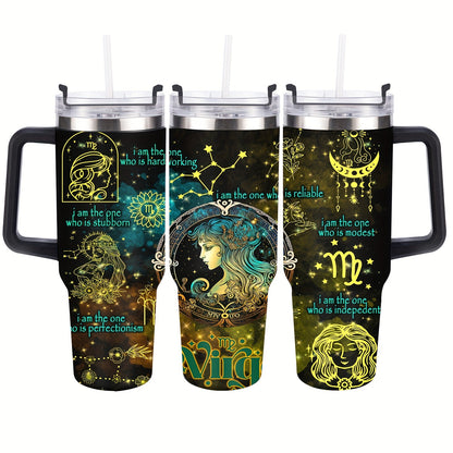 40oz Constellation-Themed Stainless Steel Tumbler with Lid - Double Wall Insulated, Break-Resistant Water Bottle for All Seasons - Perfect for Outdoor Adventures & Holiday Gifts, Vacuum Insulated, Summer Winter Drinkware, Bes