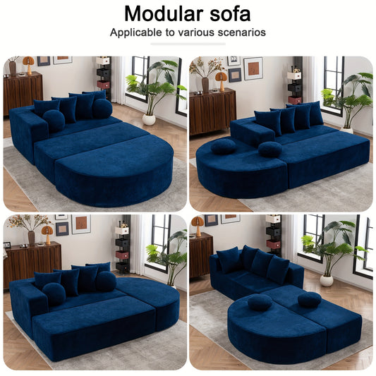 Modular Foam Sofa - No Assembly Required, Easy to Move, Modern Fabric Sofa with No Frame, Deep-Seated Design, Plush Cushions, Memory Foam Filling