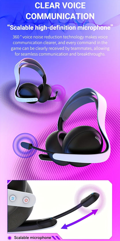 FonkiiDokii 7.1 Surround Sound Gaming Headphones with Noise Isolation, 3.5mm USB-C Cable & Built-in Mic | 2.4G Wireless, 5.4BT Connection, Comfort Fit, Closed-Back Design