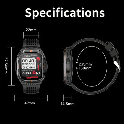 COIUSOR Men'S & Women'S Outdoor Sports Smart Watch with Flashlight, 1100mAh Large-Capacity Battery, Built-in Compass, 100+ Sports Modes, 2.01" HD Display, Wireless Calls, AI Voice Assistant, USB Rechargeable - Ideal Holiday G