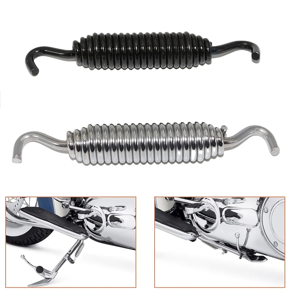 Premium Chrome/Black Stainless Steel Kickstand Spring for Harley-Davidson Touring & Softail 2007-2018 - Durable Jiffy Stand Hooks - For Harley-Davidson Motorcycle Owners - Enhance Stability & Convenience - Great Gift for Moto