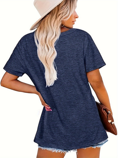 Mama Print Crew Neck T-shirt, Casual Short Sleeve Top For Spring & Summer, Women's Clothing