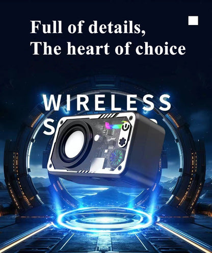 New Transparent LED Mini Machine Wind Speaker, RGB Seven Color Light Effect Speaker, 5W Portable Small Bluetooth Speaker Shock Sound Super Long Standby Support TF Card, Bluetooth Connection Function, Creative Gifts, Holiday G