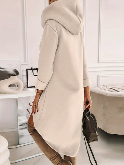 Women'S Stylish Geometric Print Hooded Sweatshirt Dress - Casual Long Sleeve with Pockets, Light Blue, Perfect for Spring/Summer/Fall, Casual Wear Dress | Hooded Sweatshirt Dress | Construction, Sweater Dress