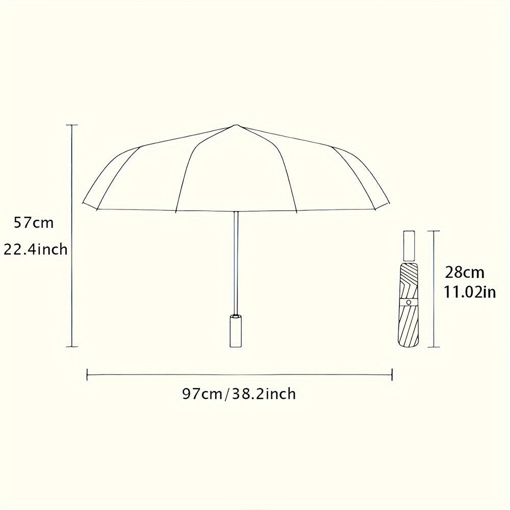 Automatic Opening/Closing Umbrella with Celtic Knot Design - Automatic Folding/Opening, 8-Rib Windproof Construction, Golden/Green/Blue/Purple/Black/Orange/Red/White/, Compact Travel Umbrella for Women/Men, Celtic Knot Patter