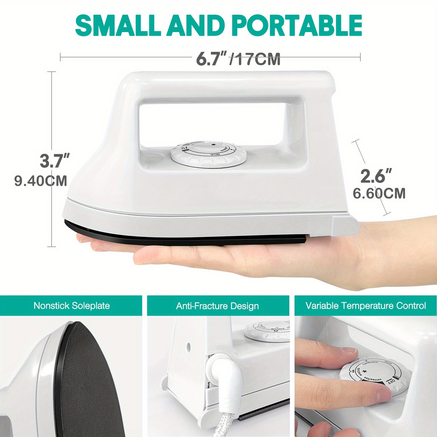 Compact Craft Iron with Charging Station - 400W, Great for T-Shirts, Footwear, Handbags & Vinyl Crafts - Excellent for Travel & Home Applications