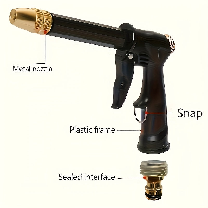 1pc High-Pressure Motorcycle& Car Wash Water Gun- Durable Plastic Construction, Adjustable Nozzle with Garden Hose Connector, Ergonomic Grip for Bikes, Vehicles, Cars, SUVs, Trucks- Heavy-Duty Manual Pressure Washer Tool, Out