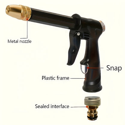 1pc High-Pressure Motorcycle& Car Wash Water Gun- Durable Plastic Construction, Adjustable Nozzle with Garden Hose Connector, Ergonomic Grip for Bikes, Vehicles, Cars, SUVs, Trucks- Heavy-Duty Manual Pressure Washer Tool, Out